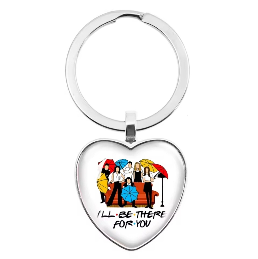 Heart-Shaped Keychain with Friends Design